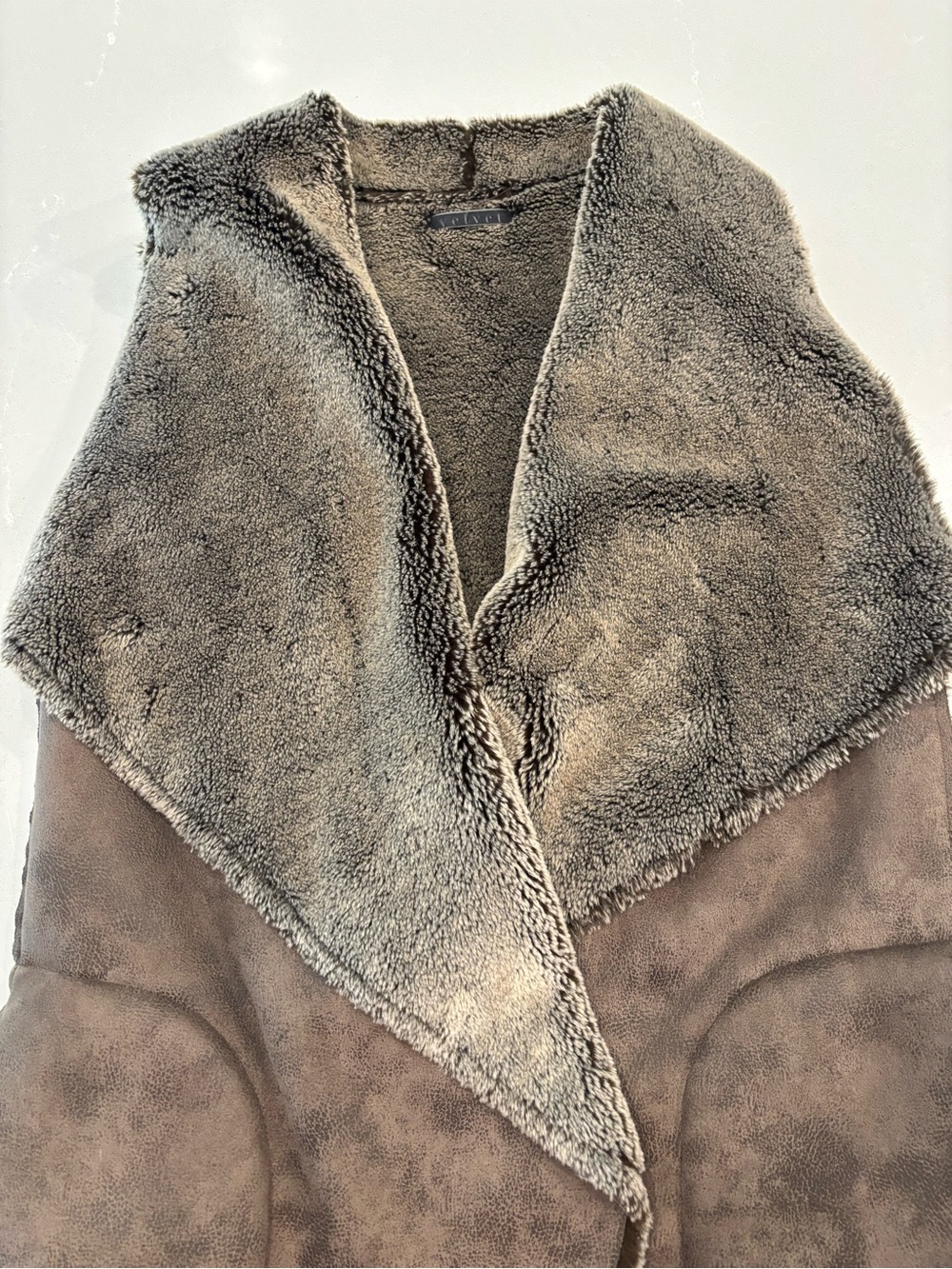 Velvet Taupe Faux-Shearling Teddy Jacket